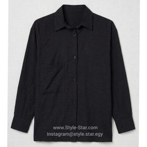 Linen Women Shirt Color Beige Black 1 شميز كتان حريمي لون اسود فى مصر