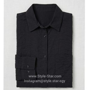 Linen Women Shirt Color Beige Black 2 شميز كتان حريمي لون اسود فى مصر