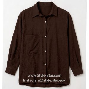 Linen Women Shirt Color Brown Egypt 1 شميز كتان حريمي لون بنى فى مصر