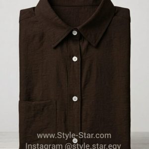 Linen Women Shirt Color Brown Egypt 2 شميز كتان حريمي لون بنى فى مصر