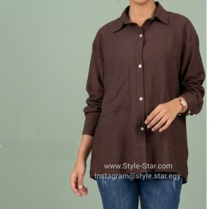 Linen Women Shirt Color Brown Egypt شميز كتان حريمي لون بنى فى مصر