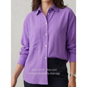 Linen Women Shirt Color Lavender Egypt www.Style-Star.com شميز كتان حريمي لون لافندر فى مصر