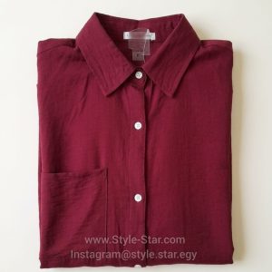 Linen Women Shirt Color Burgundy Egypt 1 شميز كتان حريمي لون برجندى نبيتى فى مصر