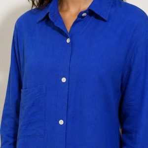 Linen Women Shirt Color Blue Egypt شميز كتان حريمي لون ازرق زهرى فى مصر 4