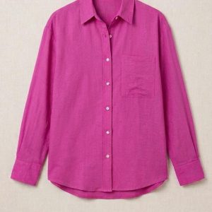 Linen Women Shirt Color Fuchsia Egypt 2 شميز كتان حريمي لون فوشيا فى مصر