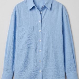Linen Women Shirt Color Light Blue Egypt 1 شميز كتان حريمي لون سماوى فى مصر