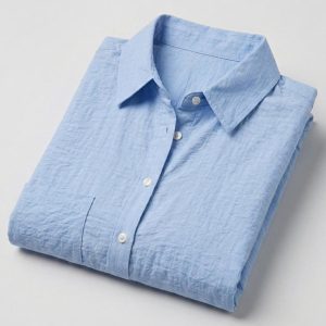 Linen Women Shirt Color Light Blue Egypt 2 شميز كتان حريمي لون سماوى فى مصر