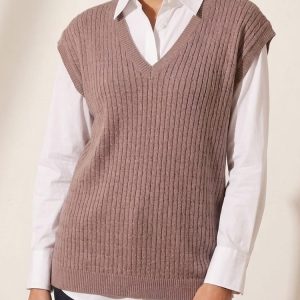 Winter Women Cafe Au Lait Cotton Vest Egypt فيست حريمى شتوى قطن لون كافيه اوليه فى مصر