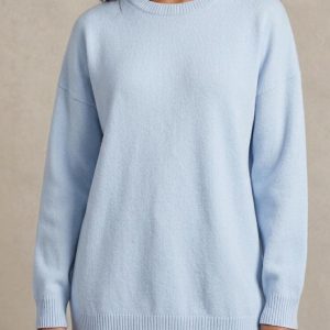 Women's Winter Plain Baby Blue Velvet Pullover in Egypt بلوفر قطيفة حريمى شتوى لون بيبي بلو ساده فى مصر