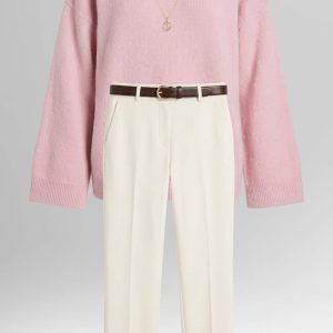 Women's Winter Plain Pink Velvet Pullover in Egypt 2 بلوفر قطيفة حريمى شتوى لون بينك وردى فى مصر